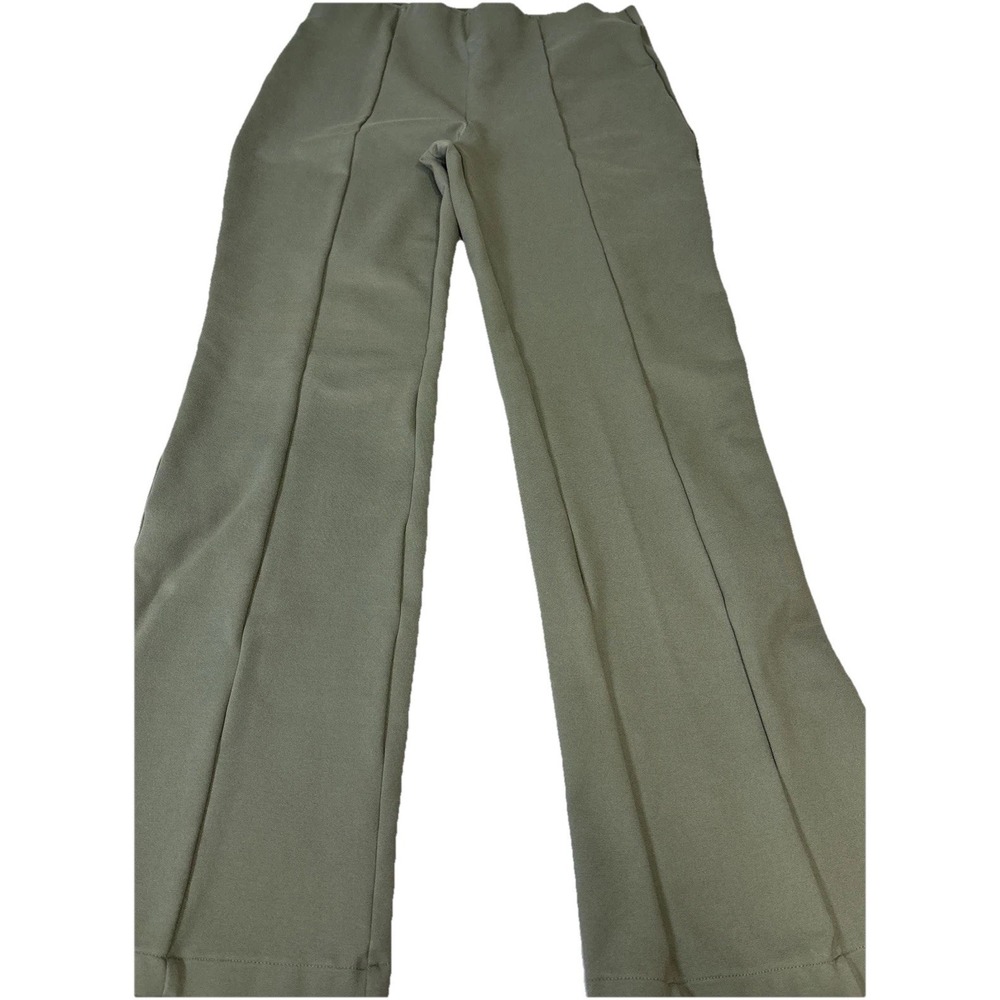 Abercrombie & Fitch Green Trousers Pants Pleated Split Hem Flare-Bottom Size L - Picture 2 of 12